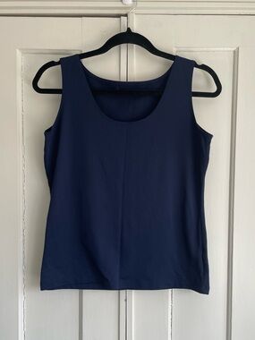 A’Neu Ligne rn 97107 Classic Women's Scoop Neck Tank Top Navy Large Flawless